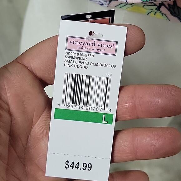 Vineyard Vines Swimsuit Bikini Top Pink Palm Lemon Print Womens Size Large NWT - Picture 7 of 12